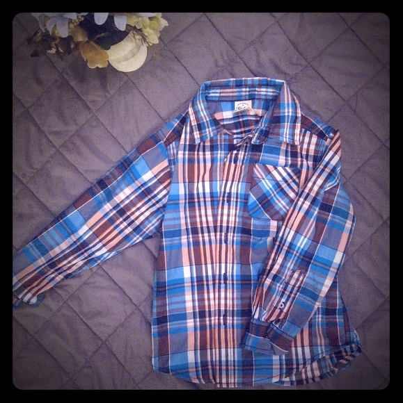 Faded Glory Other - A1-"FADED GLORY" BLUE WHITE ORANGE BUTTON DOWN